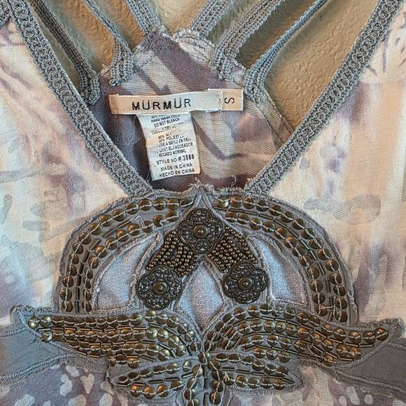 Mur Mur Women's Y2K Beaded Spaghetti Strap Top SZ Small - Picture 3 of 7